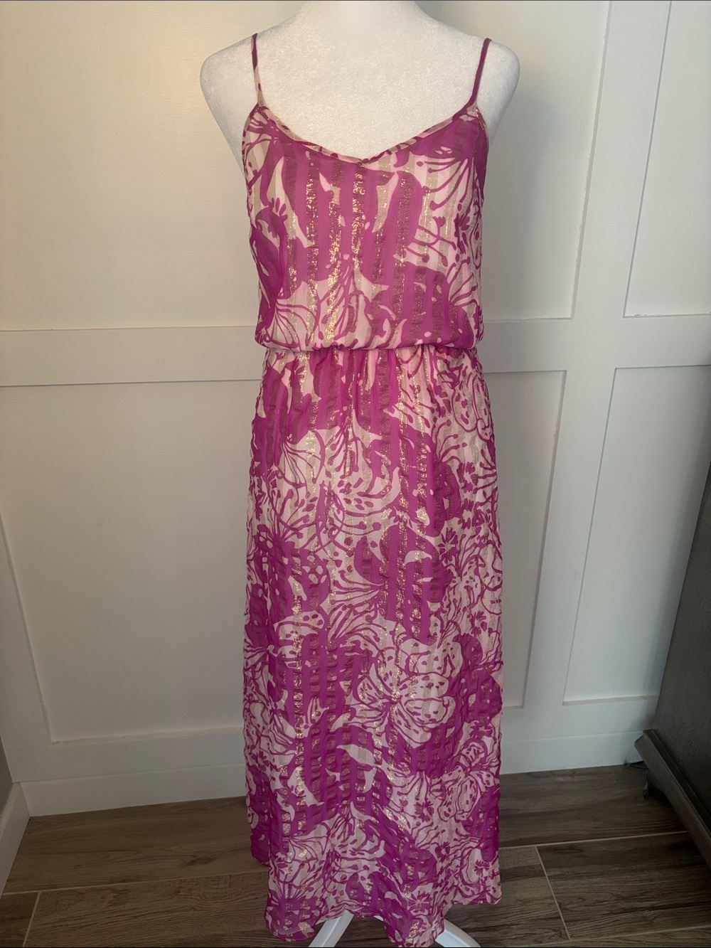 Lilly Pulitzer Pink and Cream Sleeveless Dress size XS in great condition
